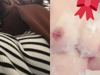巨乳お姉さんがお風呂で脱いで剃毛したおま●こ割れ目くぱぁ自撮りの画像
