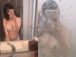 高校卒業したJK１８歳が入浴中鏡撮りでむっちりおっぱい自撮りの画像