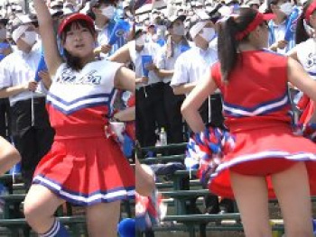 2022夏の甲子園で日大三高チアガールが赤アンスコお尻ブルマチラリの画像