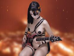 ギター演奏する韓国女子YouTuberがほぼ全裸になってしまうの画像