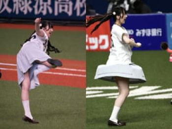 ラブライブ!蓮ノ空声優の菅叶和が始球式でスカートひらりパンチラの画像