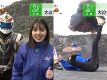 THE TIME’で女子アナのクロル舞が開脚まんぐりポーズの画像