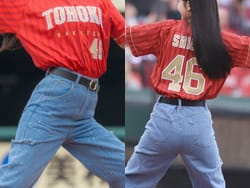 乃木坂46久保史緒里が始球式でパン線くっきり大人パンツだとバレるの画像