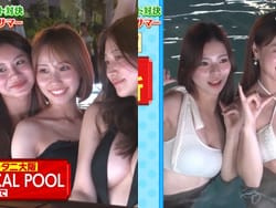 関西テレビで放送されたナイトプール水着女子がエロすぎるの画像