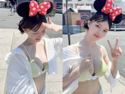 えっちな露出したディズニー下着女が嫉妬されてXで炎上中の画像