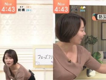 ベテランTBSアナ出水麻衣が片乳だけはだけた服で胸チラする放送事故の画像