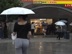 ゴゴスマゲリラ豪雨中継でプルプルお尻割れ目の女性が撮影されるの画像