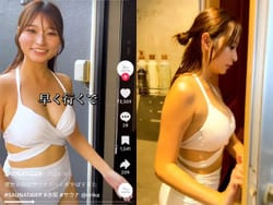 サウナタイガー公式TikTokの巨乳ビキニ女子がエロすぎるの画像