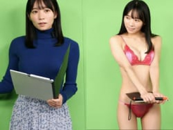 天気予報番組の撮影中、気象予報士の椿野ゆうこが服を脱ぎだすの画像