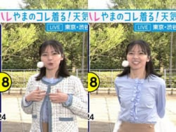 NHKハレやまのコレ着る！天気で晴山紋音が脱衣ちっぱいを晒す放送事故の画像