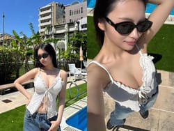 CANDY TUNE桐原美月、インスタに沖縄で撮影した巨乳谷間をあげるの画像