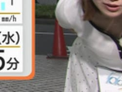Nスタお天気キャスター坂口愛美が急に屈んで胸チラハプニングの画像