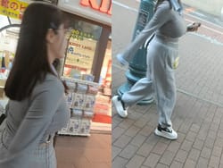 街中のセンター街で歩いている恵体の爆乳女子が発見されるの画像