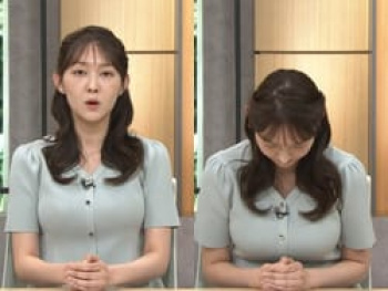 スーパーJチャンネルで高山みなみアナがたわわな巨乳を見せて謝罪の画像