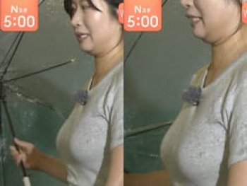 Nスタ傘の持ち方企画で巨乳ADがエロすぎる着衣横乳を晒すの画像