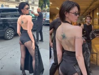 女優の三吉彩花がパリ・ファッションウィーク メンズで破廉恥な横乳尻見せ衣装で登場の画像