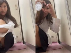 名古屋OLが始業前更衣室着替え中にTiktokライブで思わずパンチラの画像