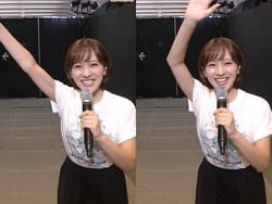 24時間テレビで河出奈都美アナのおっぱいにマイクが当たり弾けるの画像