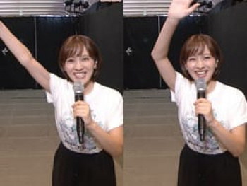24時間テレビで河出奈都美アナのおっぱいにマイクが当たり弾けるの画像