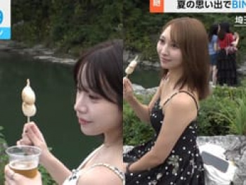NHKニュースーンでえっちな谷間した美人お姉さん2人組がインタビューされるの画像