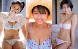 桑島海空のエロ画像。ショートカット美女の巨乳おっぱい水着姿の画像